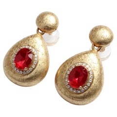 Natural Ruby 0.83cts & Diamond 0.12cts Earring in 14k Gold