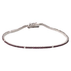 Natural Ruby 1 .08 Carats and 0.07 Carats Diamond Tennis Bracelet in 18k Gold