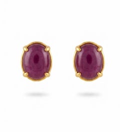 Designer 10.15ct Oval Cut Ruby Earrings in 18K Yellow Gold, India