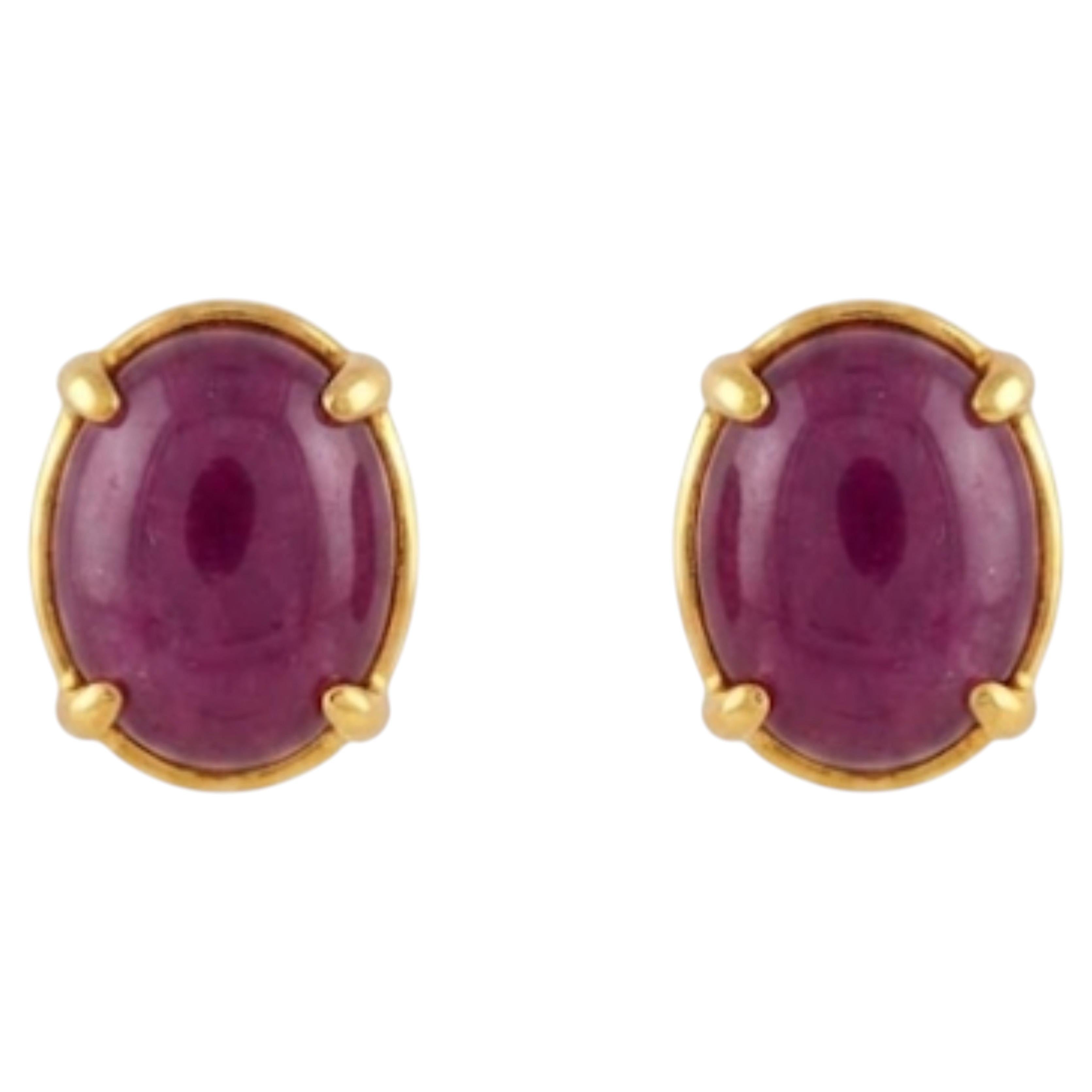 Ohrring mit einem natürlichen Rubin (10,15 Karat) aus 18-karätigem Gelbgold im Angebot