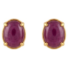 Designer 10.15ct Oval Cut Ruby Earrings in 18K Yellow Gold, India