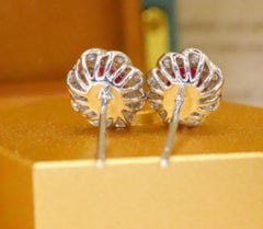 Natural Ruby 1.02cts & Diamond 0.25cts Earring in 18k Gold