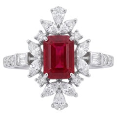 Natural Ruby 1.08cts & Diamond 0.75cts Ring in 18k Gold
