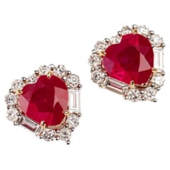 Natural Ruby 1.0cts & Diamond 0.30cts Earring in 14k Gold