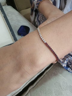 Natural Ruby 1.14cts & Diamond 0.89cts Tennis Bracelet in 18k Gold