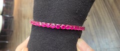 Bracelet « tennis » en or 18 carats serti de rubis naturels de 12,06 carats, taille Asscher
