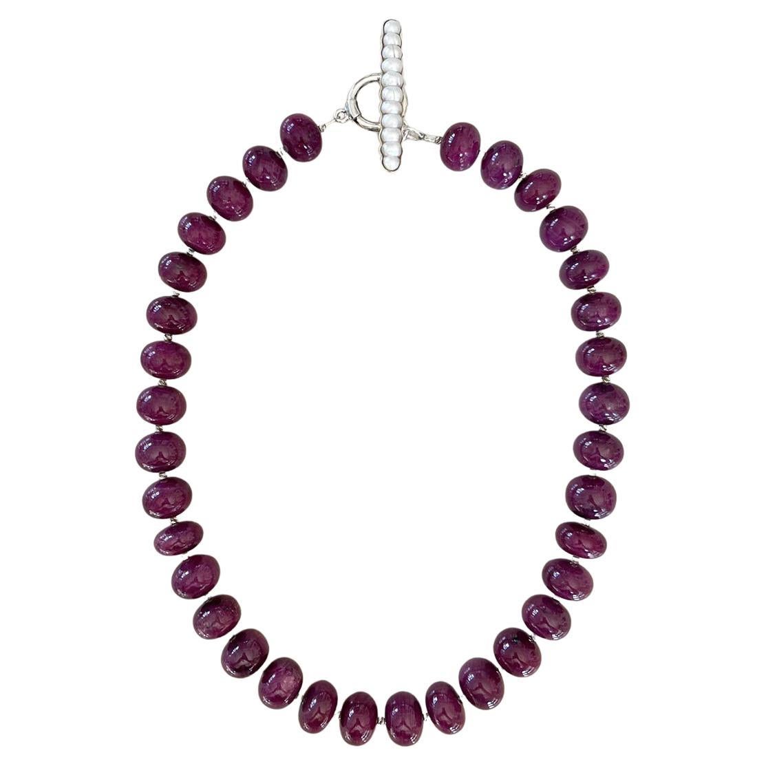 49.5cm Womens Natural Red Ruby Gemstone Beads Necklace with Silver Clasp 19.5 inches 