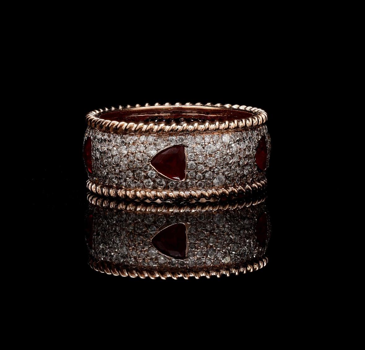 Women's Natural ruby 1.47cts & diamond 1.15cts ring in 14k rose gold