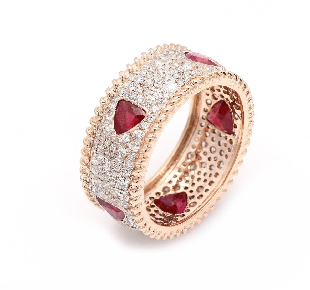 Natural ruby 1.47cts & diamond 1.15cts ring in 14k rose gold 1