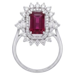 Stunning 18K Gold Ruby and Diamond Halo Ring, 1.57ct & 0.79ct