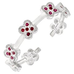 Pulsera de rubí natural de 1,5 quilates y diamantes de 2,8 quilates en oro blanco de 18k