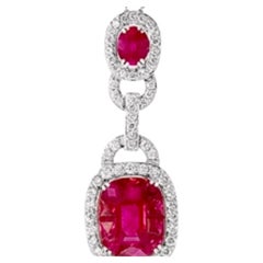 Natural Ruby 1.5cts & Diamond 3.8cts Pendant in 18k Gold