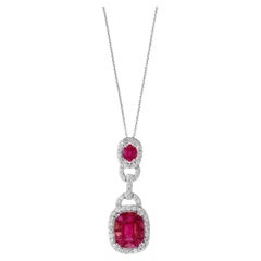 Natural Ruby 1.5cts & Diamond 3.8cts Pendant in 18k Gold