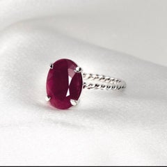 Ruby Ring 14 Karat White Gold  Not Heated/ Not Treated Ruby, Certified Gem
