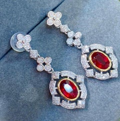 Natural Ruby 1.80cts & Diamond 0.42cts Earring in 14k Gold