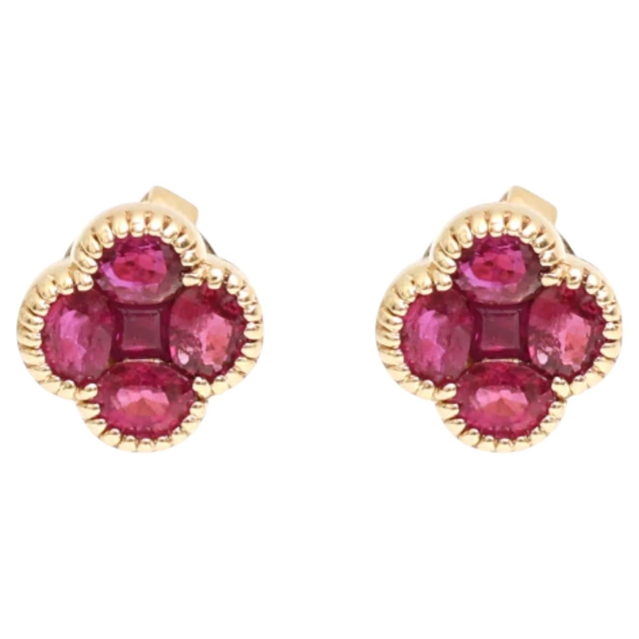 Natural Ruby 1.91cts Earring in 14k Gold
