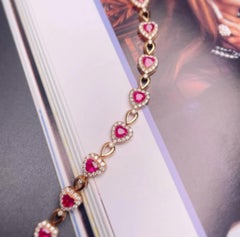 Natural Ruby 1.95cts & Diamond 0.86cts Bracelet in 14k Gold