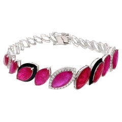 Natürlicher Rubin 19,96 Karat & Diamant 0,86 Karat Armband aus 18 Karat Gold