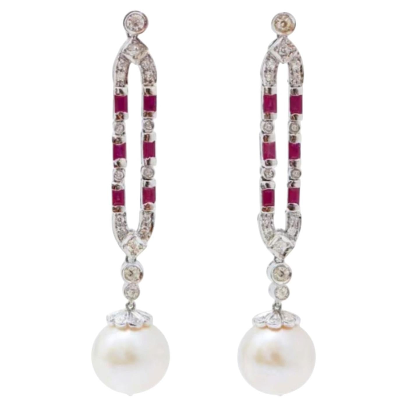 Natural Ruby 2.10cts & Diamond 1.10cts Earring in 18k Gold