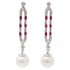 Natural Ruby 2.10cts & Diamond 1.10cts Earring in 18k Gold