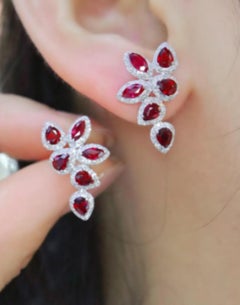 Natural Ruby 2.31cts & Diamond 0.56cts Earring in 18k Gold