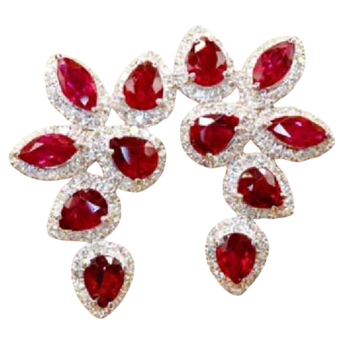 Natural Ruby 2.31cts & Diamond 0.56cts Earring in 18k Gold