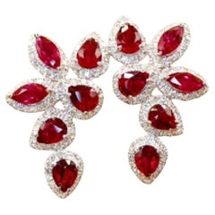 Natural Ruby 2.31cts & Diamond 0.56cts Earring in 18k Gold