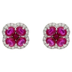 Natural ruby 2.49cts & diamond 0.54cts earring in 18k gold