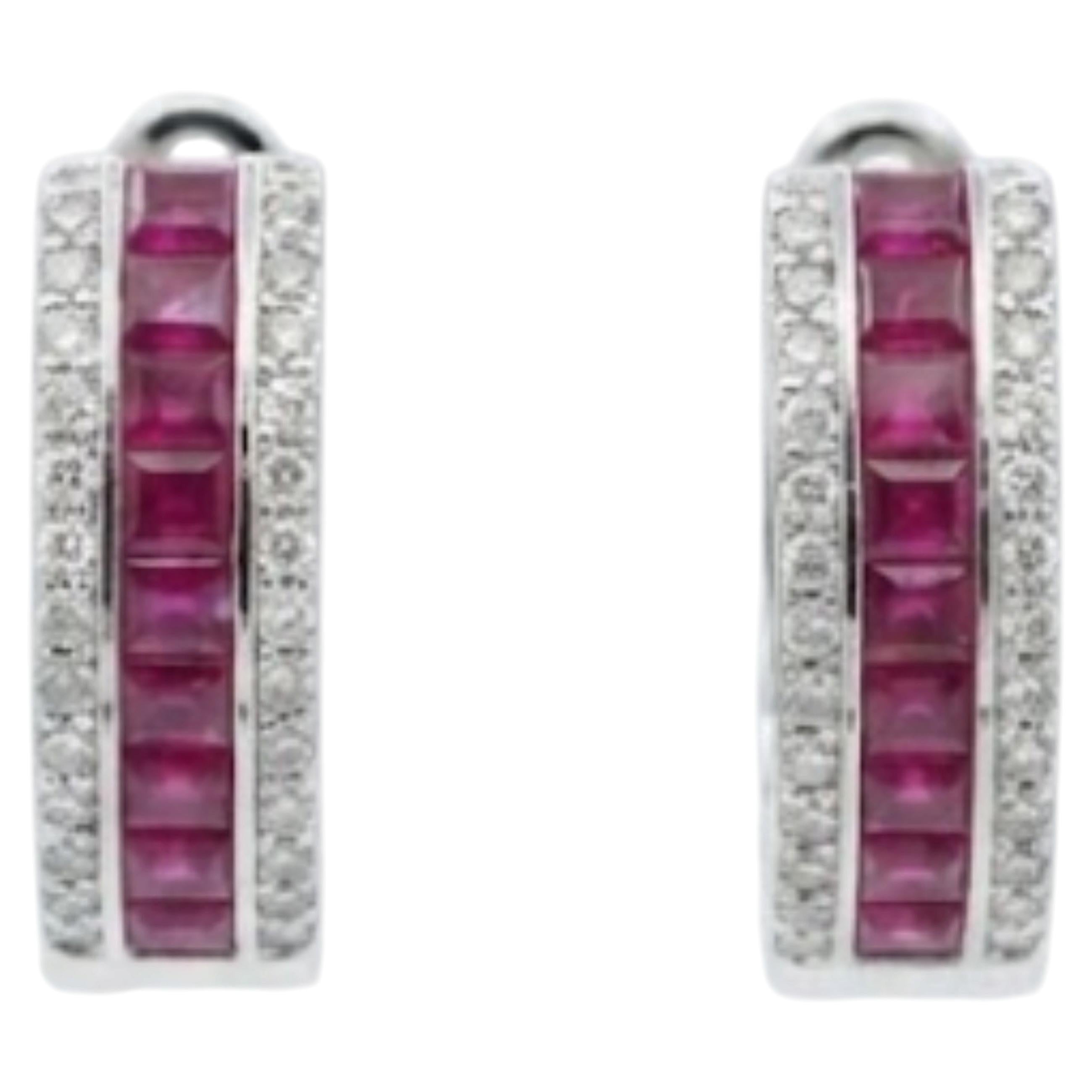 Natural Ruby 2.50CTS & Diamond 0.65CTS Earring in 18k Gold
