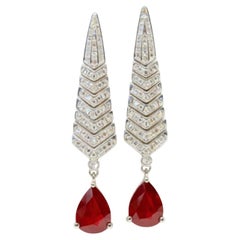 Natural Ruby 2.75cts & Diamond 0.64cts Earring in 18k Gold
