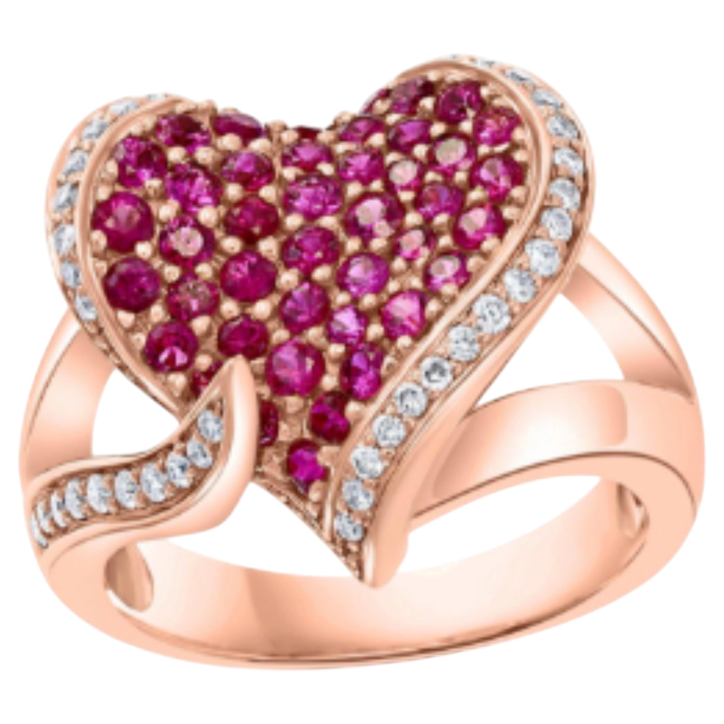 Natural Ruby 2cts & Diamond 0.75cts Ring 18k Rose Gold
