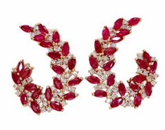 Natural Ruby 3.22cts & Diamond 0.60cts Earring in 18k Gold