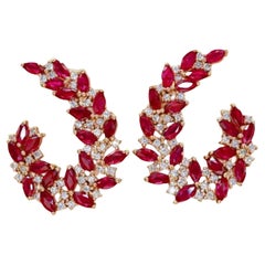 Natural Ruby 3.22cts & Diamond 0.60cts Earring in 18k Gold