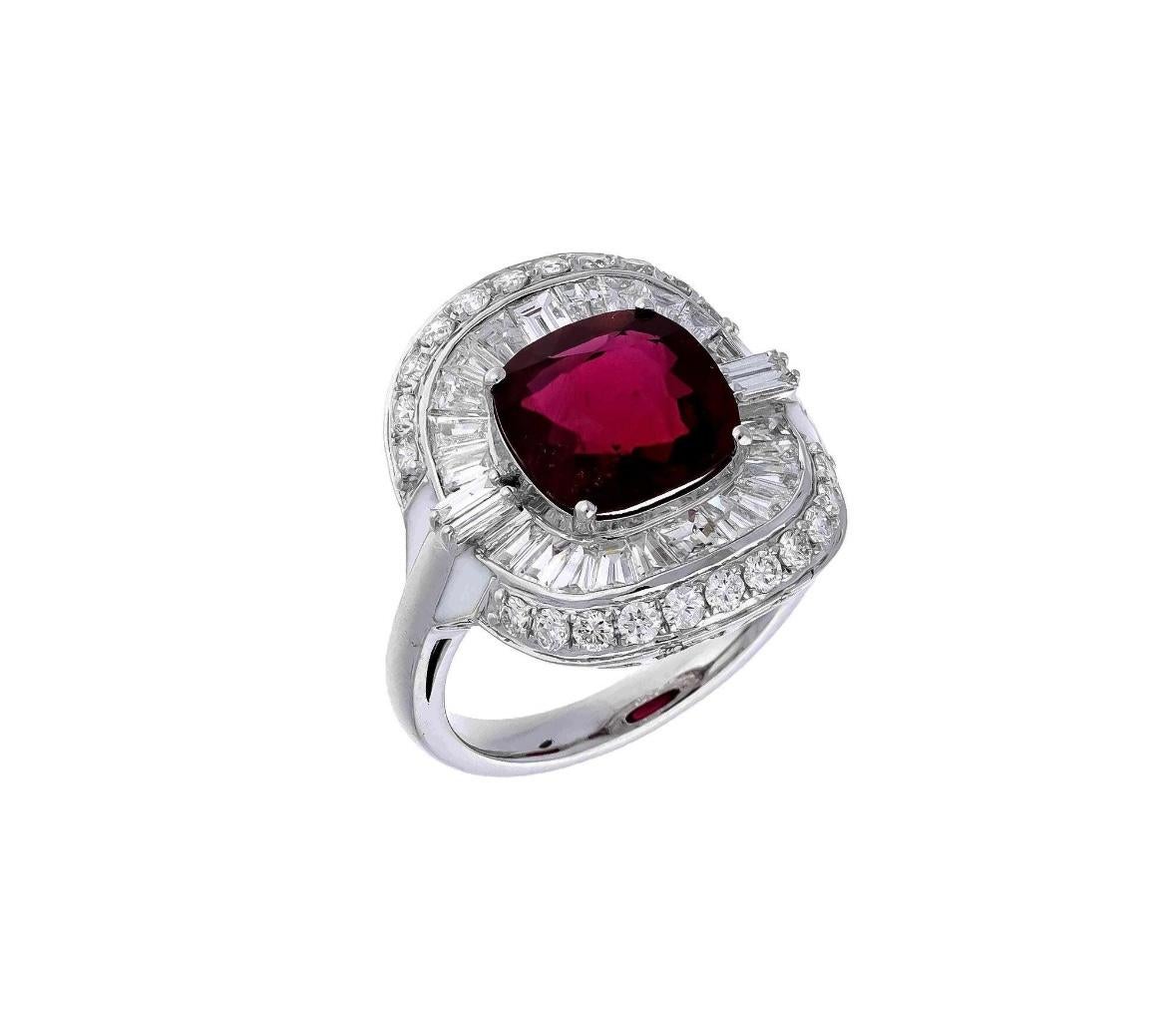 Mixed Cut Natural ruby 3.38cts & diamond 2.00cts ring in 18k gold