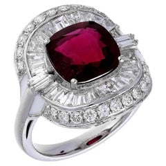 Natural ruby 3.38cts & diamond 2.00cts ring in 18k gold