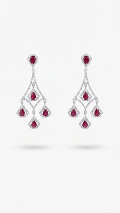 Natural Ruby 3.61CTS & Diamond 1.27CTS Earring in 14k Gold