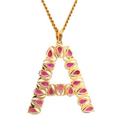 Natural Ruby 3.63ct Pear Cut Pendant Necklace in 14K Gold, India