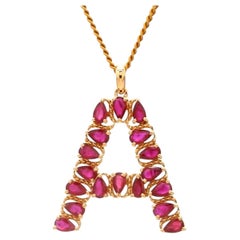 Natural Ruby 3.63ct Pear Cut Pendant Necklace in 14K Gold, India