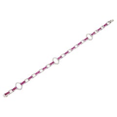 Bracelet en or 18 carats avec rubis naturel de 3,81 carats et diamants de 0,52 carat