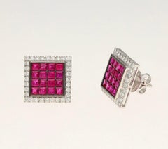 Natural Ruby 3.85cts & Diamond 0.85cts Earring in 18k Gold