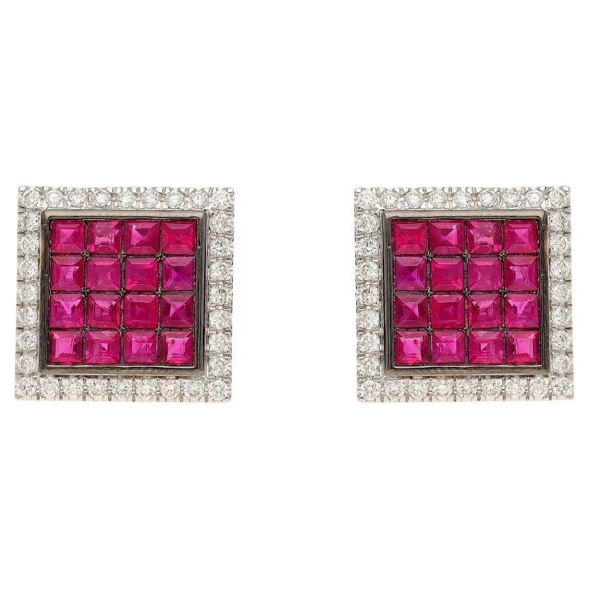 Natural ruby 3.85cts & diamond 0.85cts earring in 18k gold