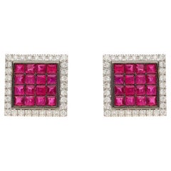 Natural ruby 3.85cts & diamond 0.85cts earring in 18k gold