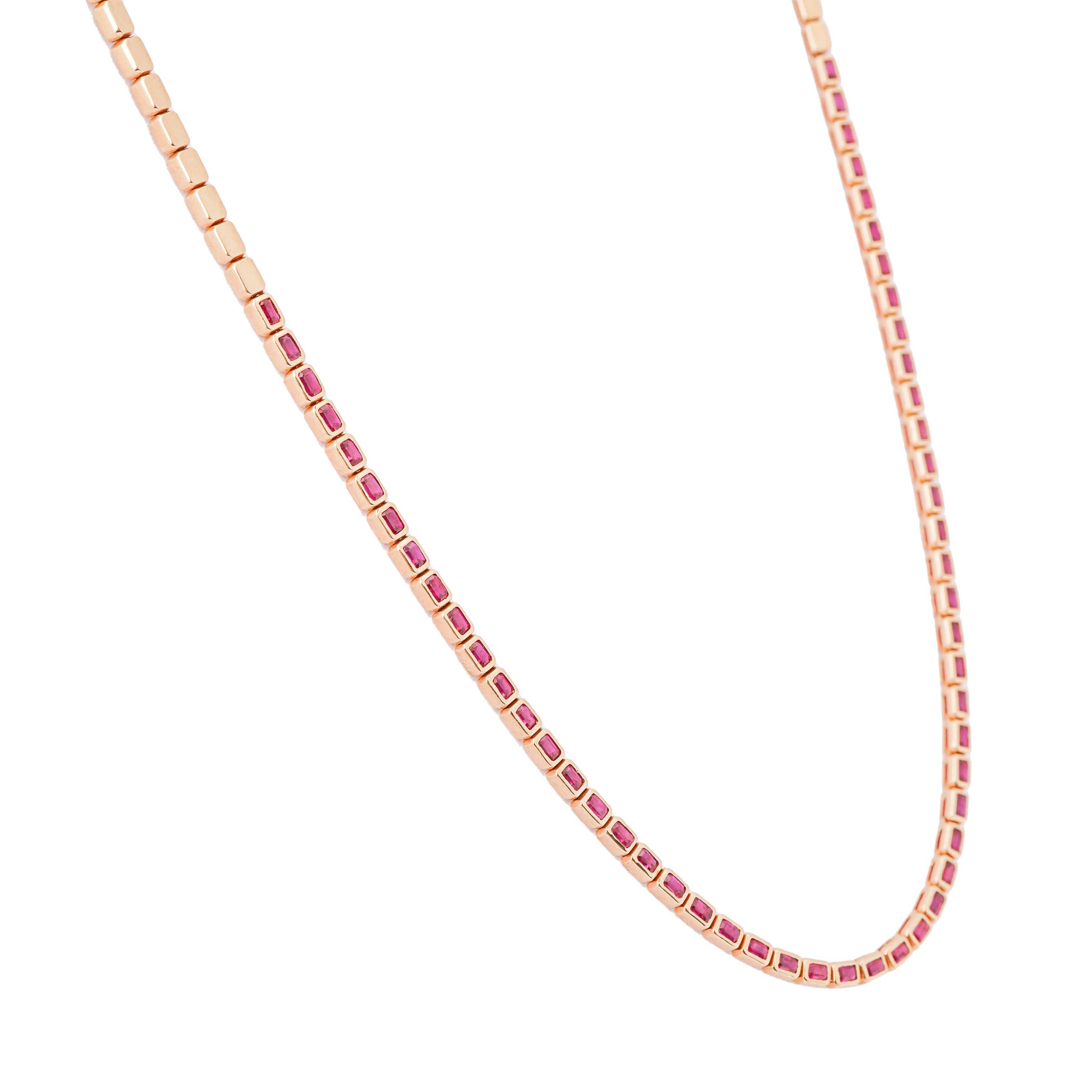Taille Asscher Collier en or 18k avec rubis naturel 4.08cts en vente