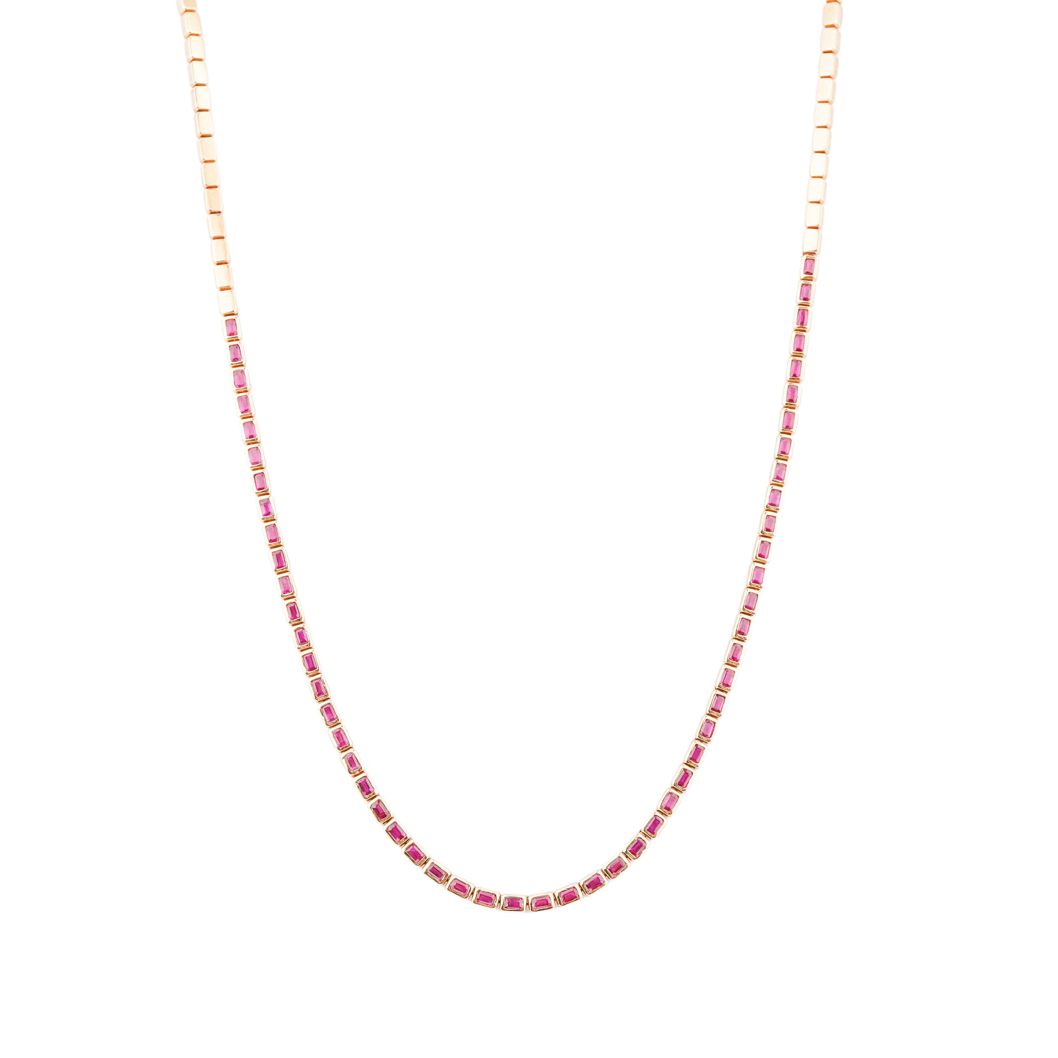 Natural ruby 4.08cts necklace in 18k gold In New Condition For Sale In New York, NY