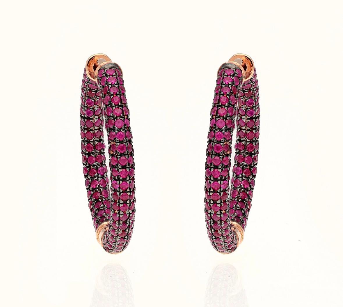 Natural ruby 4.10cts earring in 18k rose gold In New Condition In jaipur, IN