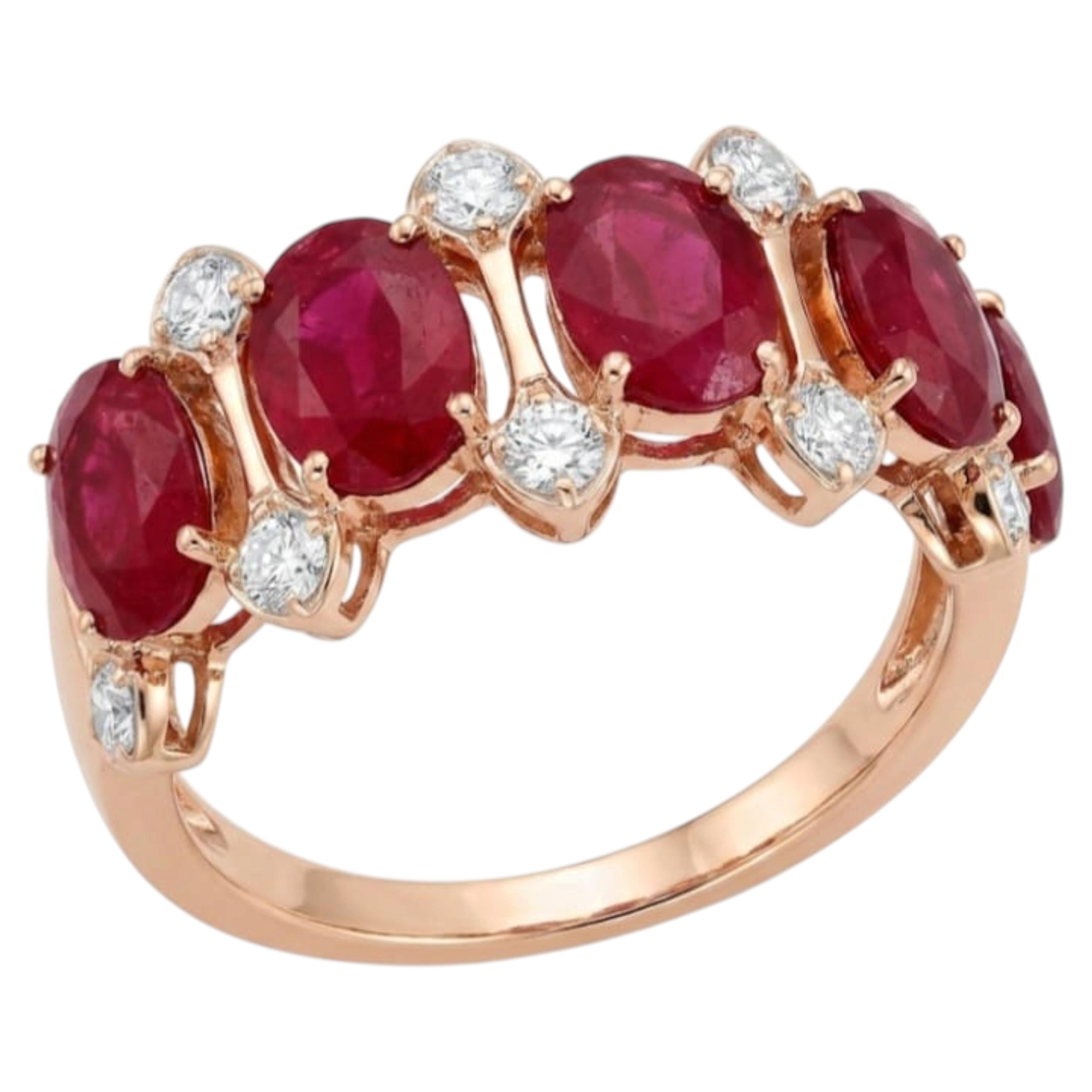 Natural Ruby 4.15cts & Diamond 0.45cts Ring in 14k Gold