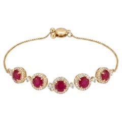Natural Ruby 4.16cts & Diamond 0.86cts Bracelet in 14k Gold