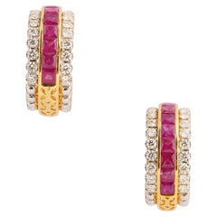 Natural ruby 4.61 & diamond 2.02cts earring in 18k gold