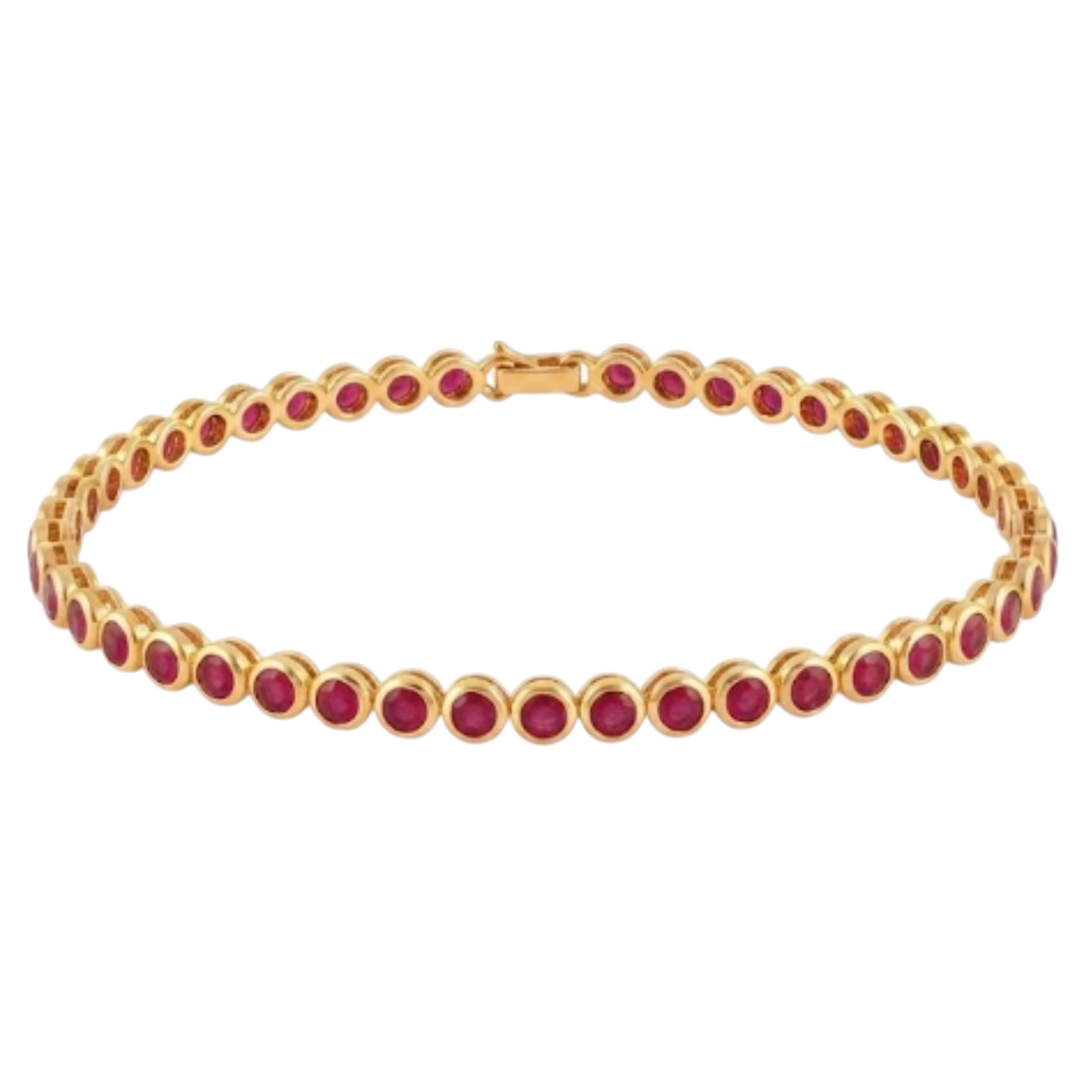 Natural Ruby 4.75cts Bracelet in 14k Gold