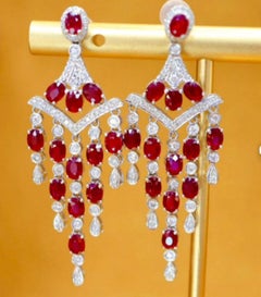 Natural Ruby 4.98cts & Diamond 0.67cts Earring in 18k Gold
